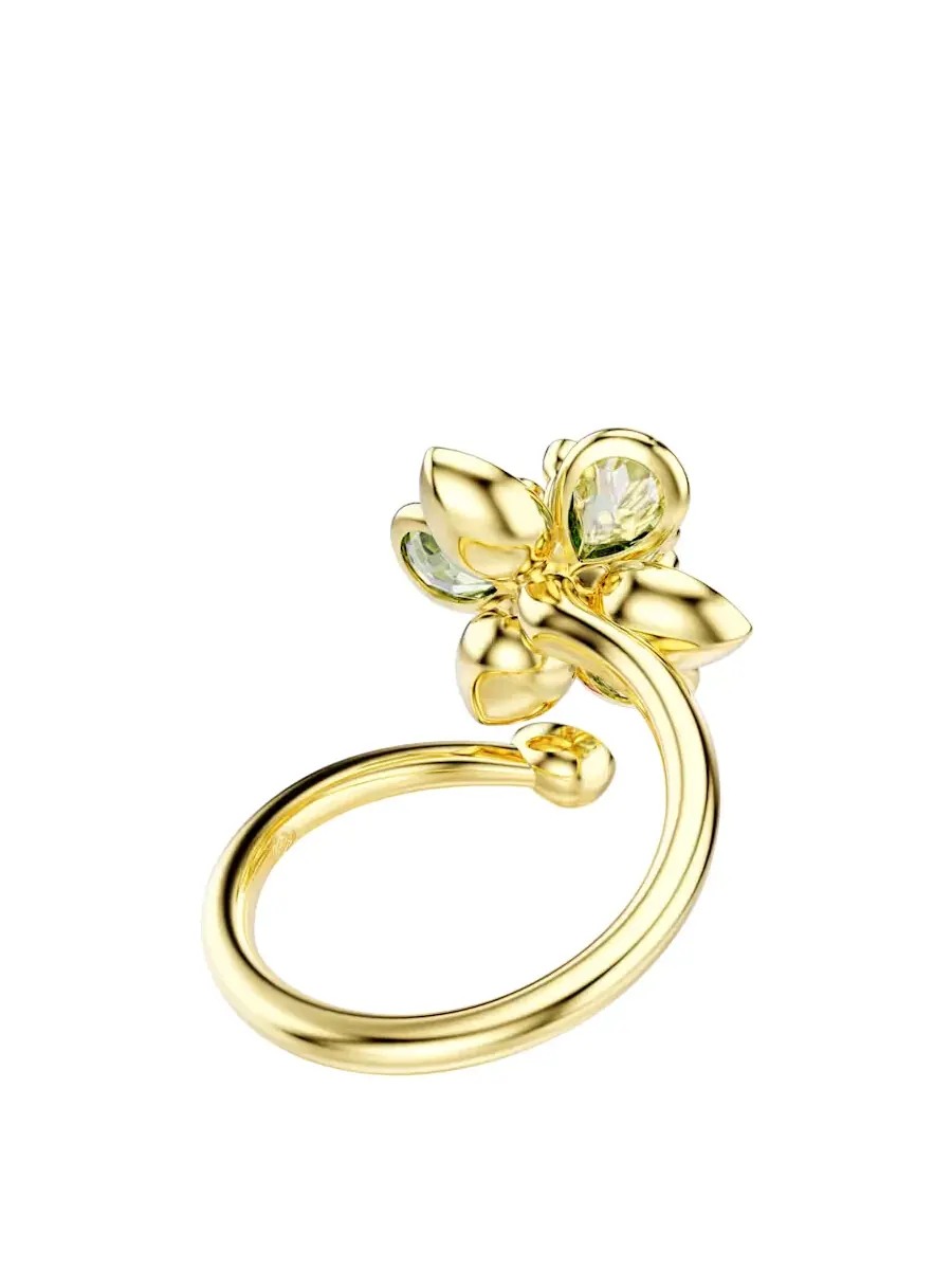 Кристаллическое кольцо Swarovski с мотивом цветка идиллии — изображение 4 из 4, оттенок зеленый/золотистый