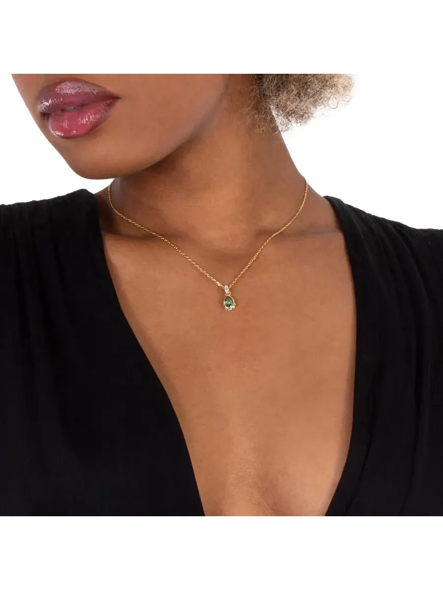 Кулон-ожерелье Swarovski с подвеской в форме груши Stilla — изображение 2 из 4, оттенок зеленый/золотистый