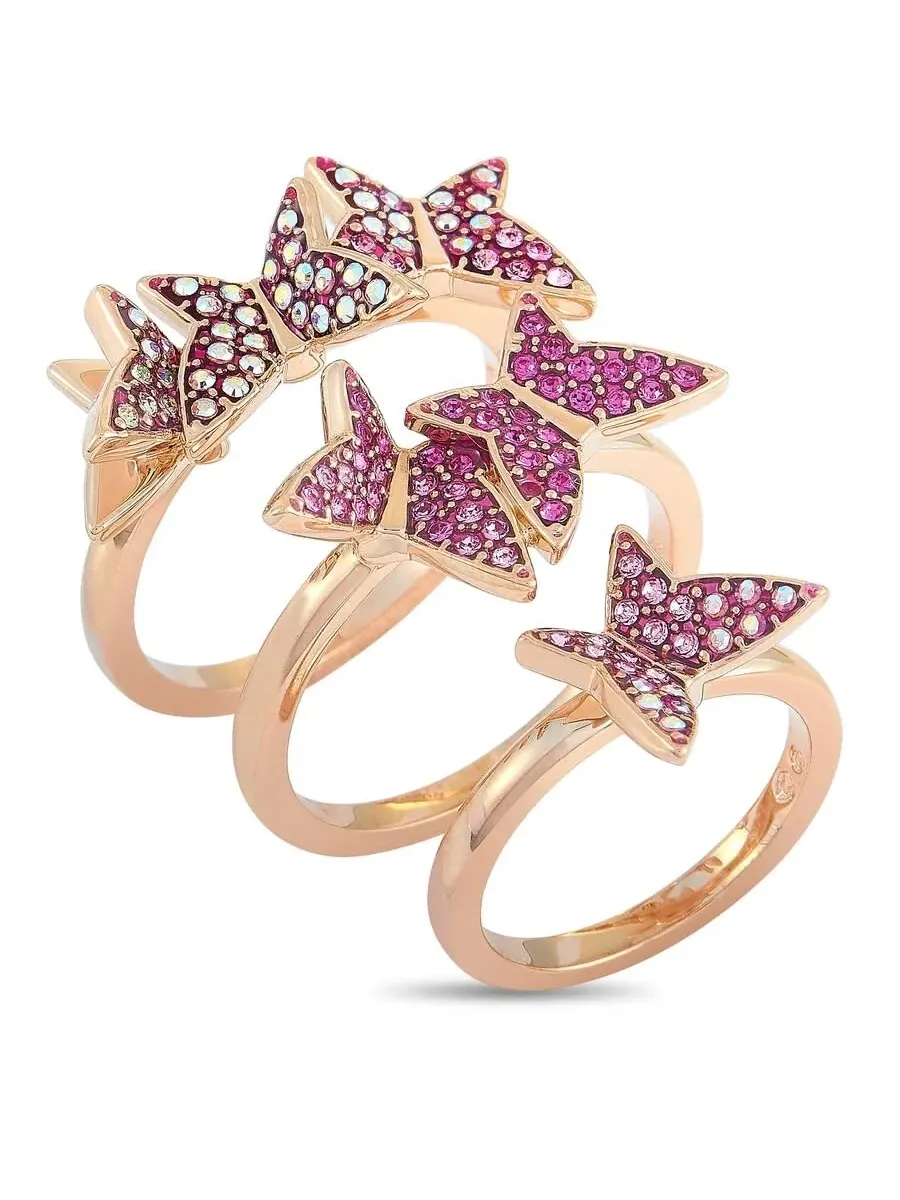 Серебряные кольца Swarovski Lilia с розовым и прозрачным кристаллом