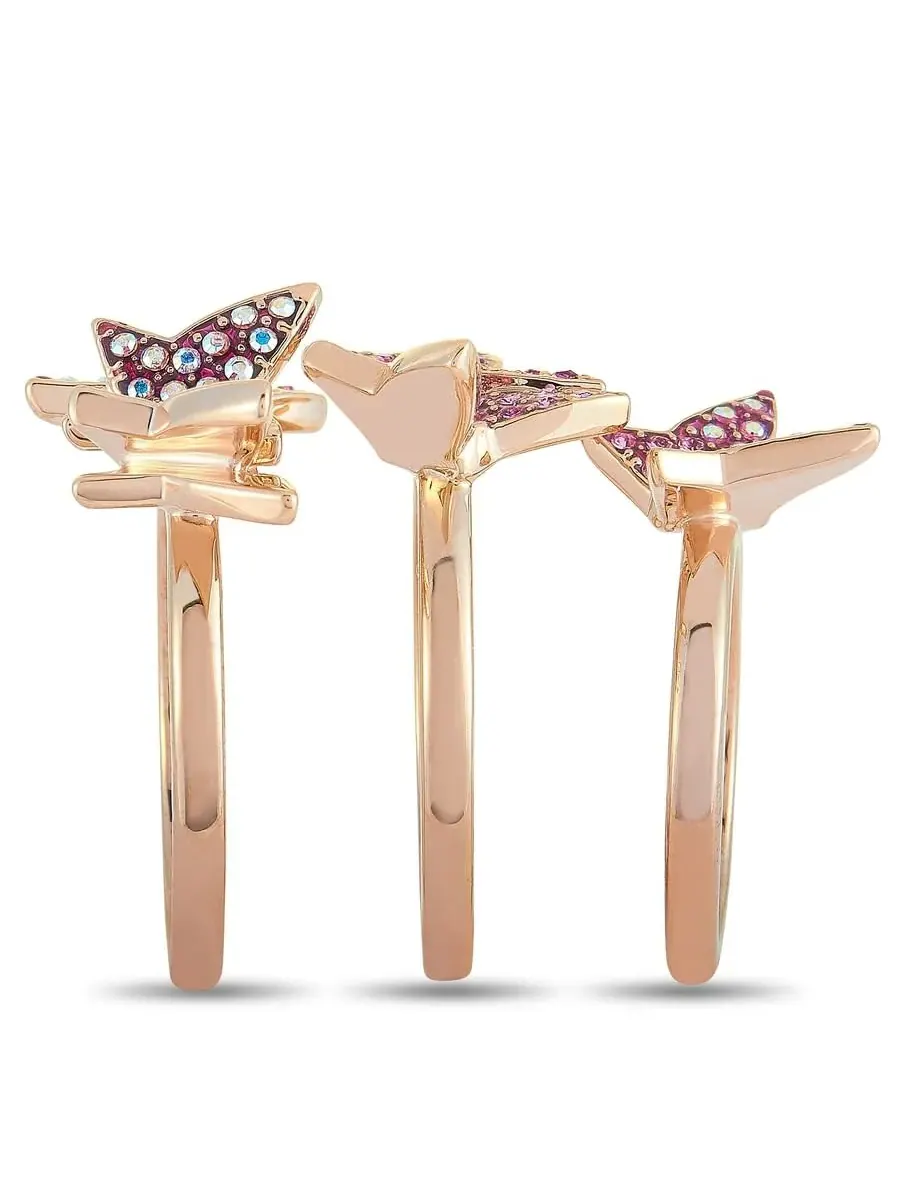 Серебряные кольца Swarovski Lilia с розовым и прозрачным кристаллом — изображение 3 из 6, оттенок мульти
