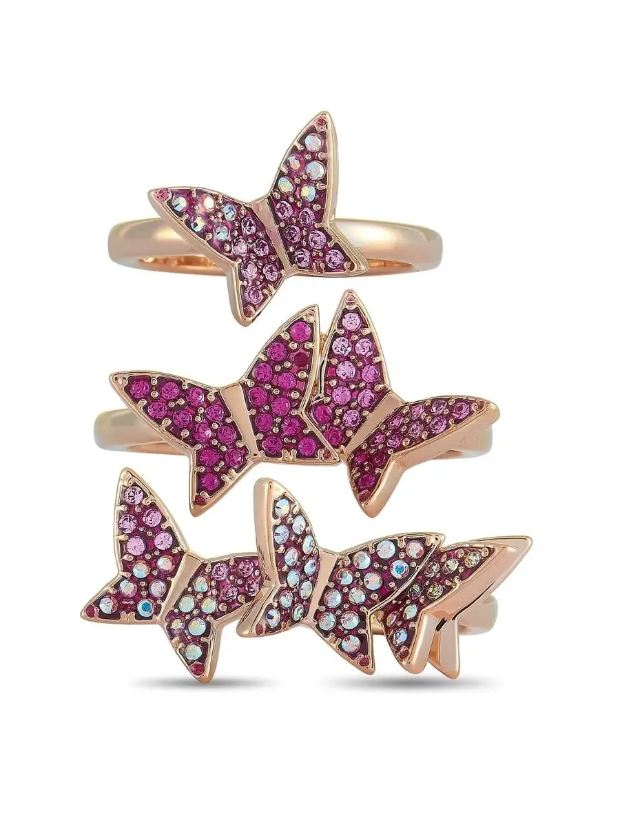Серебряные кольца Swarovski Lilia с розовым и прозрачным кристаллом — изображение 6 из 6, оттенок мульти