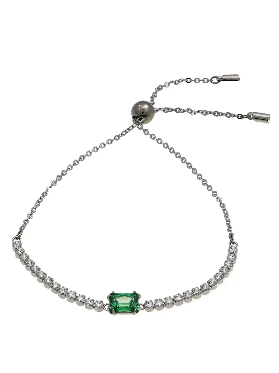 Теннисный браслет Swarovski Matrix Mixed Cuts — изображение 1 из 3, оттенок зеленый/белый
