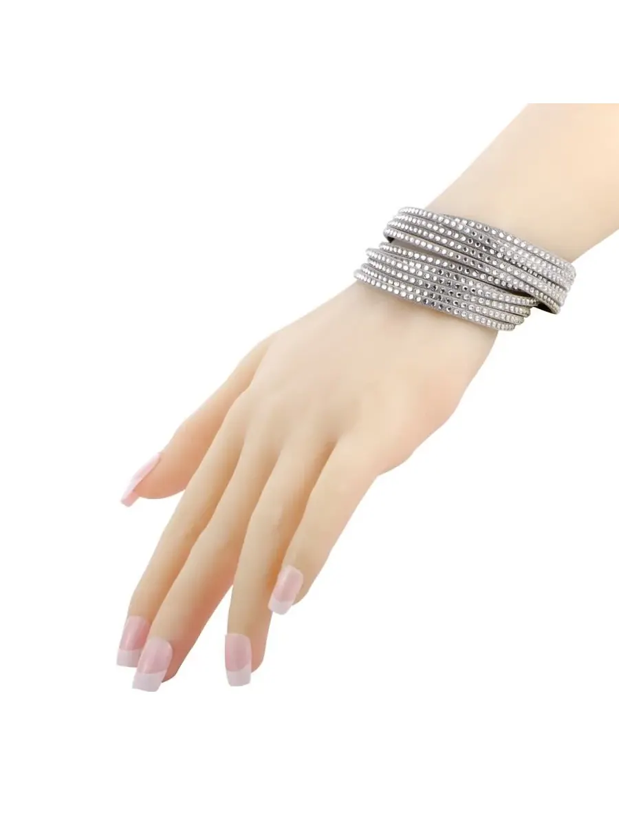 Браслет-обертка Swarovski Slake Grey 2 в 1 из замши 5181989 M Средний — изображение 2 из 4, оттенок мульти