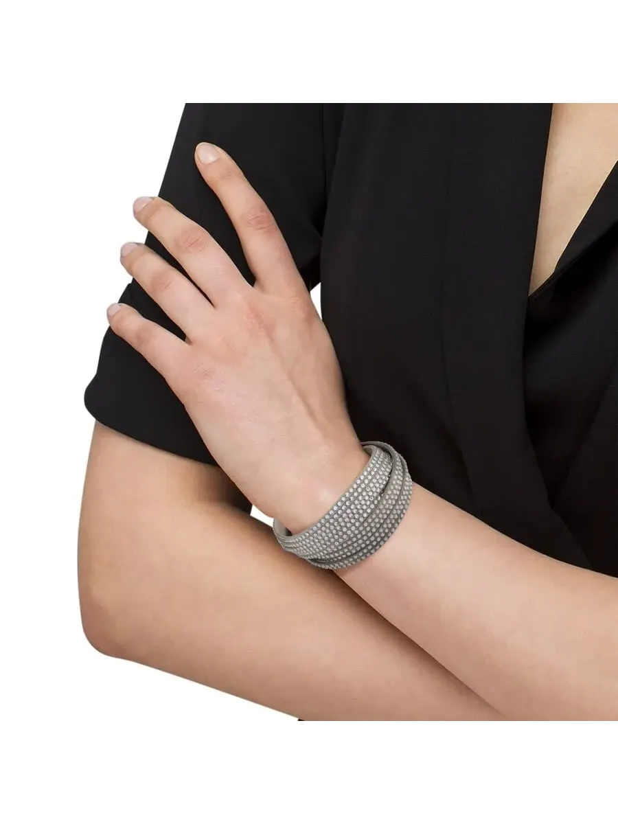 Браслет-обертка Swarovski Slake Grey 2 в 1 из замши 5181989 M Средний — изображение 4 из 4, оттенок мульти