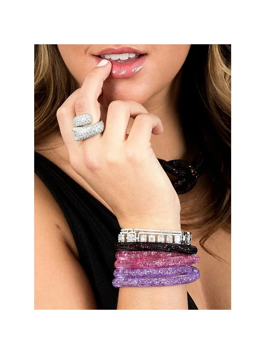 Браслет Swarovski Stardust Mauve двойной 5120044-M - Средний — изображение 5 из 7, оттенок мульти