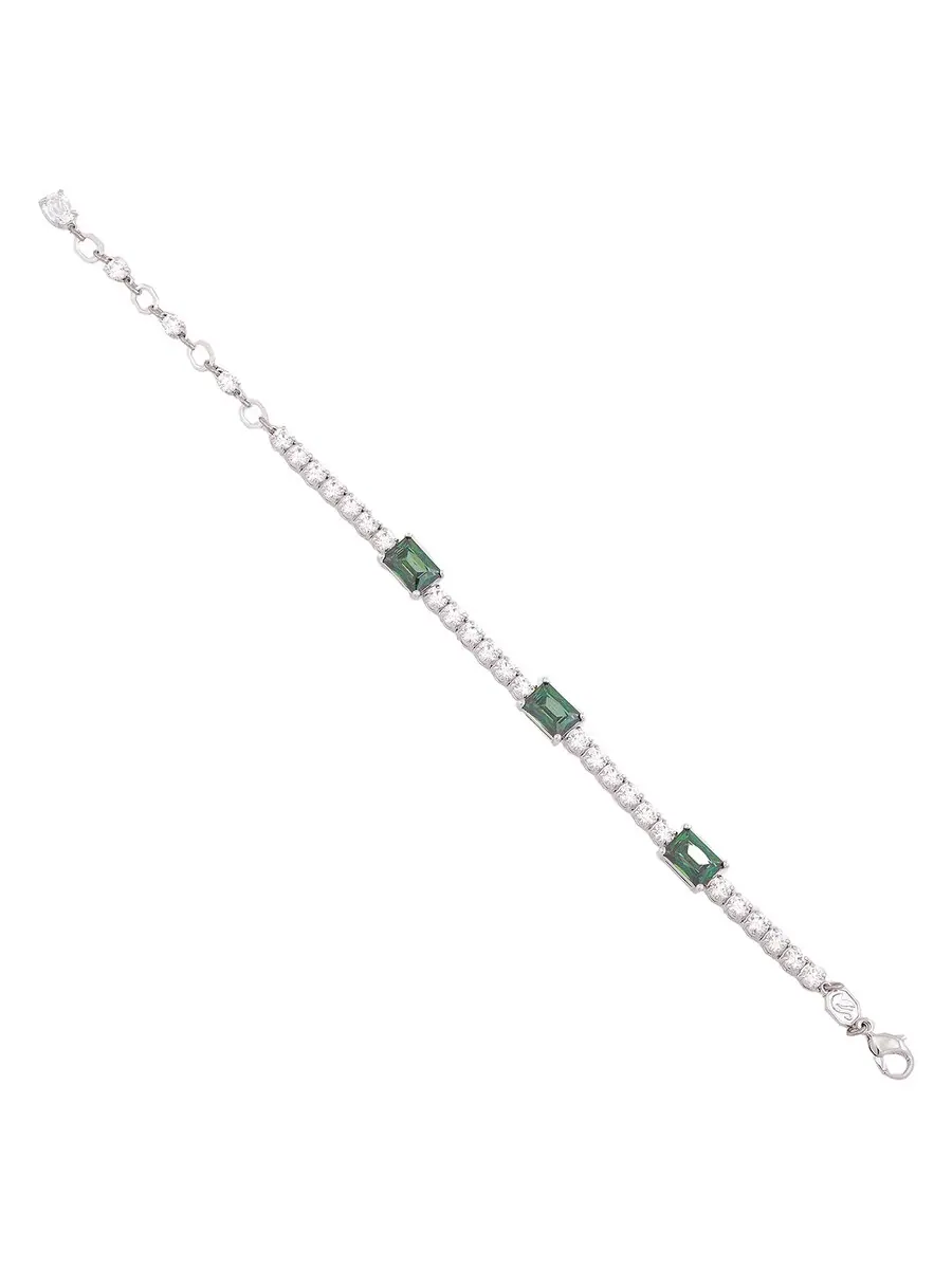 Браслет Swarovski Matrix Tennis с зелеными камнями, родиевое покрытие — изображение 4 из 4, оттенок серебристый