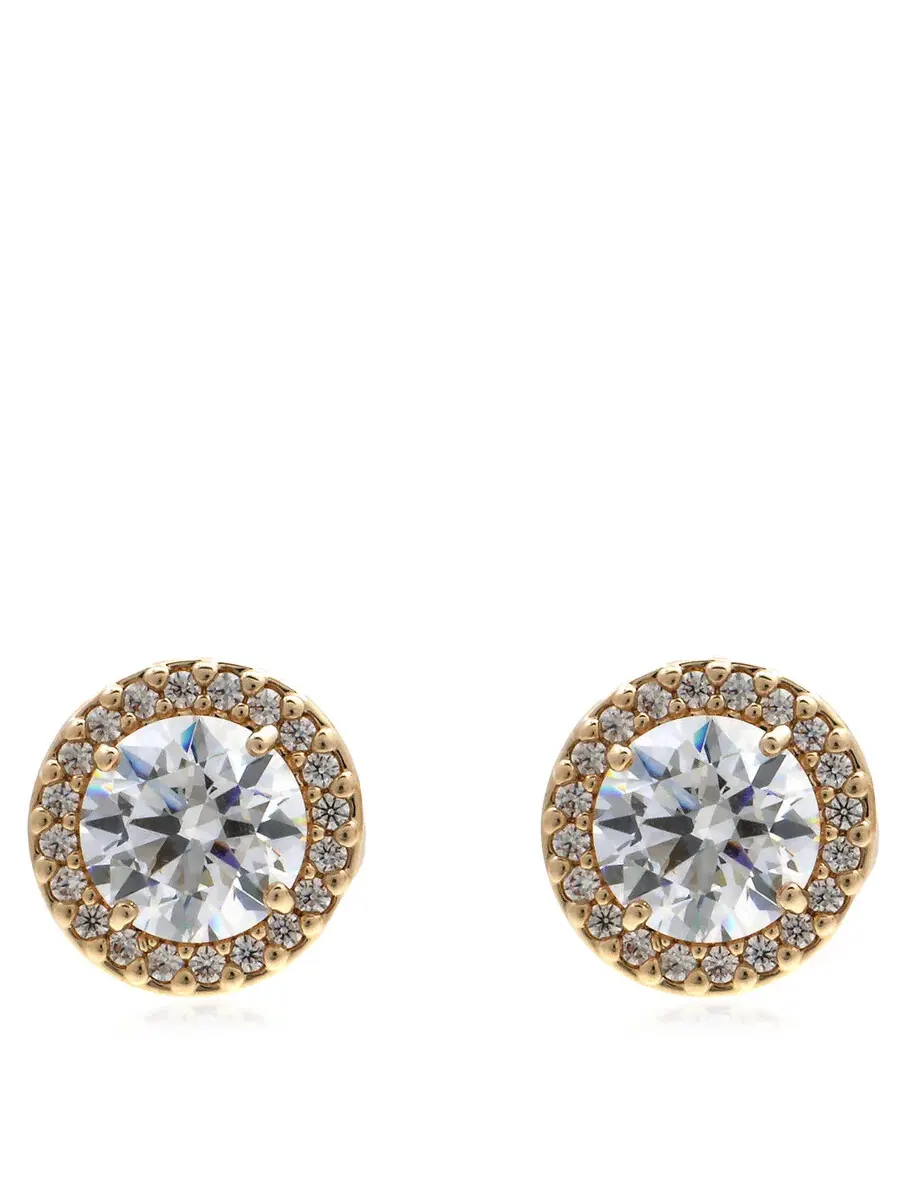 Серьги-гвоздики Swarovski Una с ангельским круглым камнем золотистого цвета