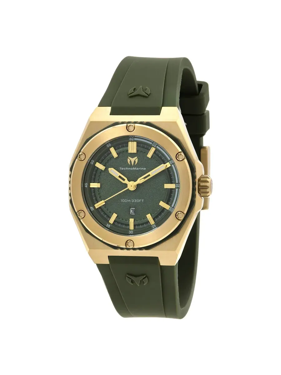 Женские часы Technomarine Coral Quartz с оливково-зеленым циферблатом TM-416083 — изображение 1 из 3, оттенок золотистый