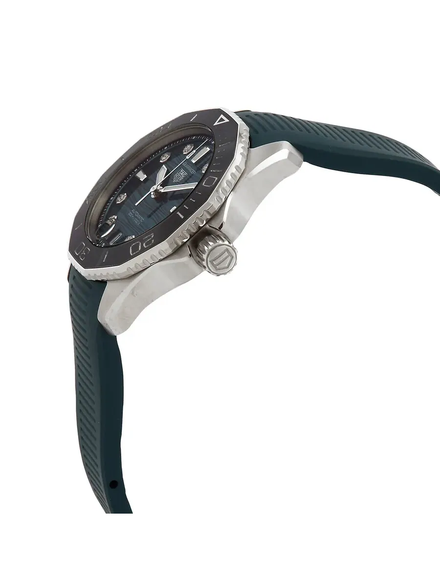 Женские часы Tag Heuer Aquaracer Professional 300 Date Automatic с синим циферблатом, бриллиантами — изображение 2 из 3