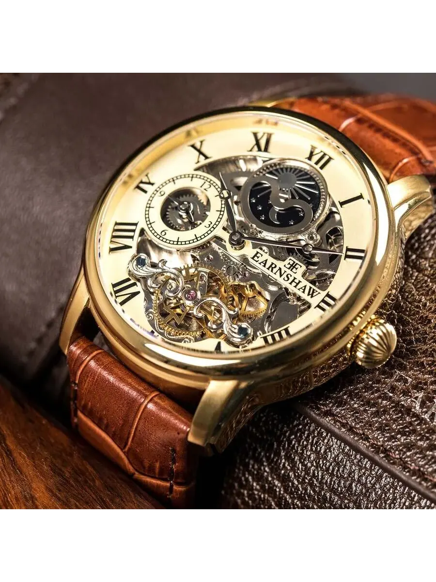 Мужские часы Thomas Earnshaw Longitude с бежевым циферблатом ES-8006-06 — изображение 2 из 3, оттенок желтый золотистый