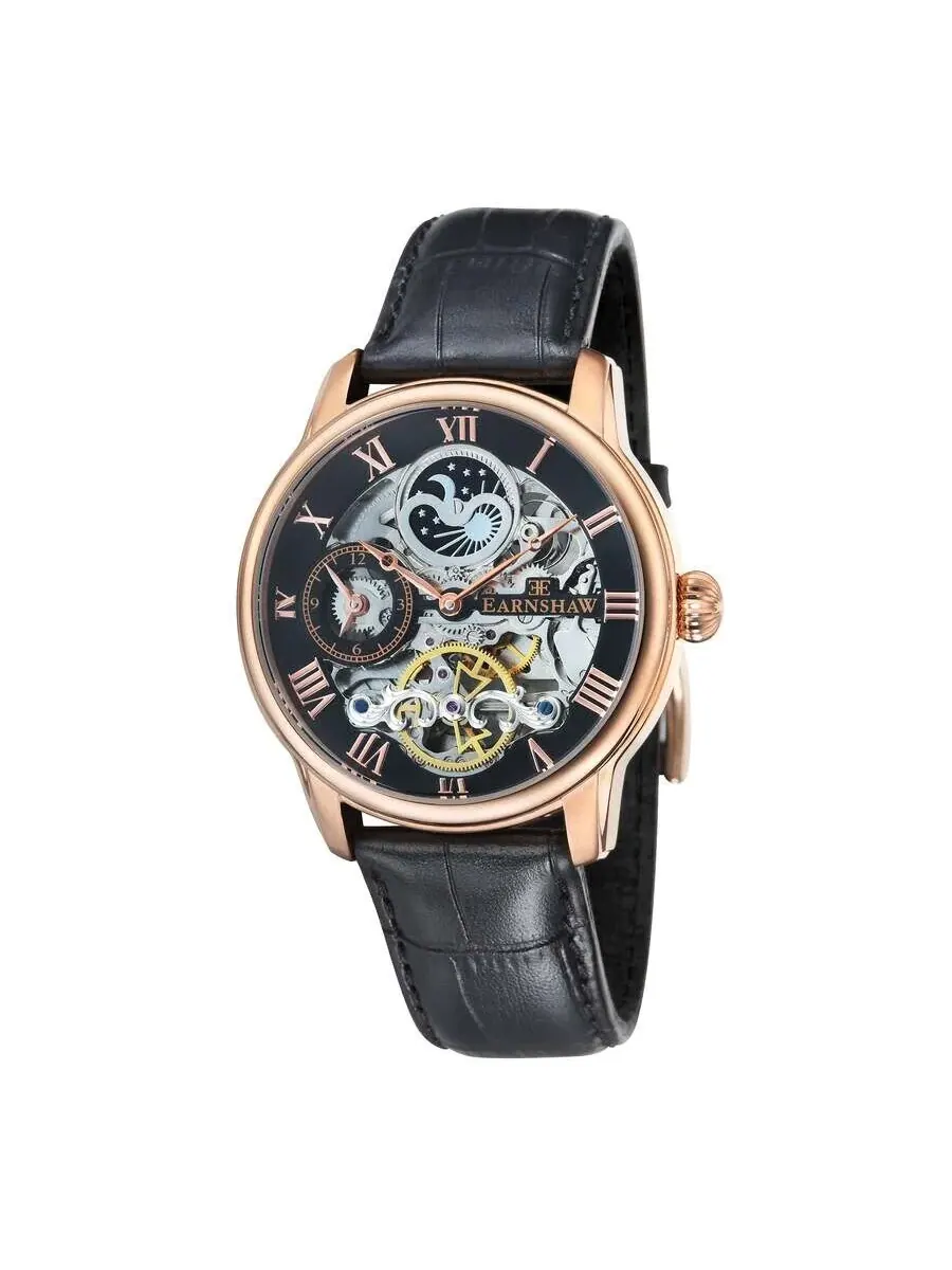 Мужские часы Thomas Earnshaw Longitude с черным циферблатом ES-8006-07 — изображение 1 из 3, оттенок розовый золотистый