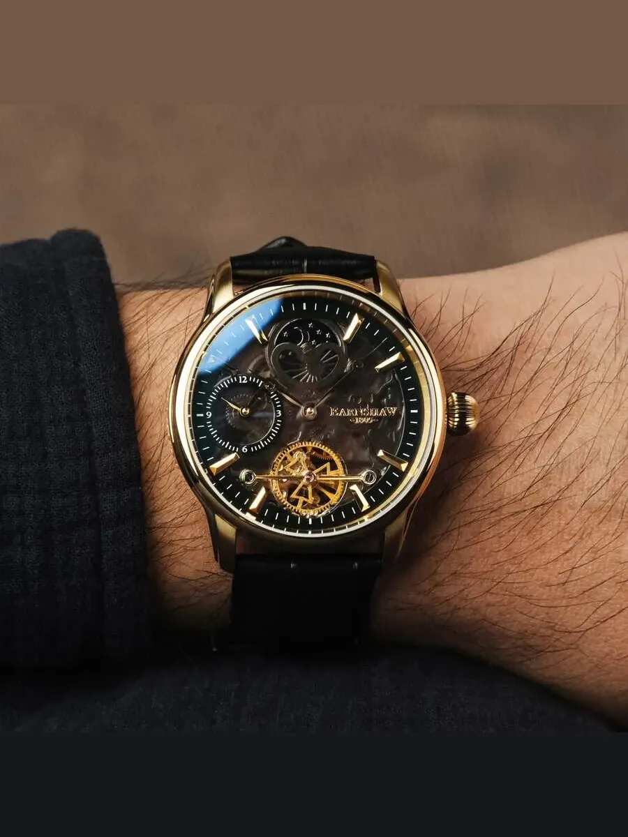 Мужские часы Thomas Earnshaw Longitude с черным циферблатом ES-8063-05 — изображение 2 из 3, оттенок желтый золотистый