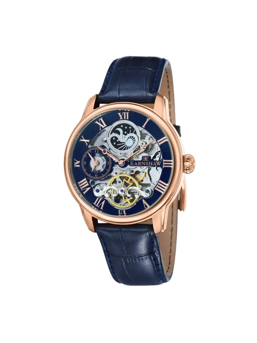 Мужские часы Thomas Earnshaw Longitude с синим циферблатом ES-8006-0A — изображение 1 из 3, оттенок розовый золотистый