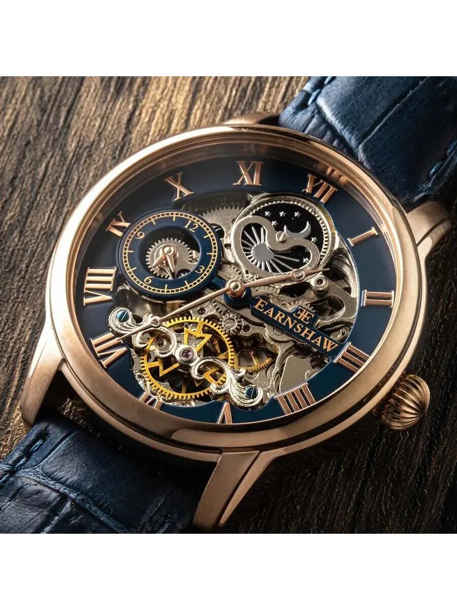 Мужские часы Thomas Earnshaw Longitude с синим циферблатом ES-8006-0A — изображение 2 из 3, оттенок розовый золотистый