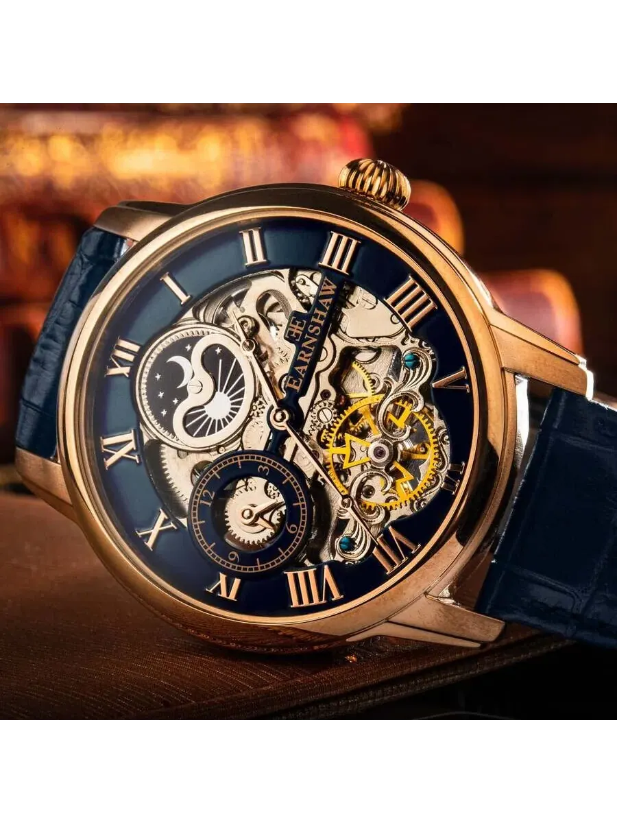 Мужские часы Thomas Earnshaw Longitude с синим циферблатом ES-8006-0A — изображение 3 из 3, оттенок розовый золотистый