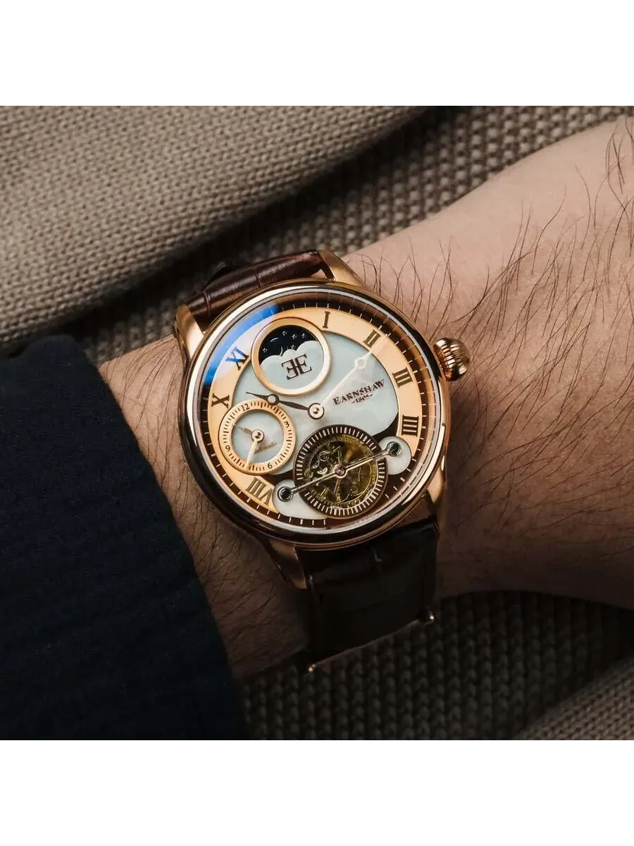 Мужские часы Thomas Earnshaw Longitude с золотистым циферблатом ES-8063-02 — изображение 2 из 3, оттенок розовый золотистый