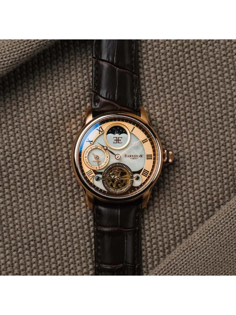 Мужские часы Thomas Earnshaw Longitude с золотистым циферблатом ES-8063-02 — изображение 3 из 3, оттенок розовый золотистый