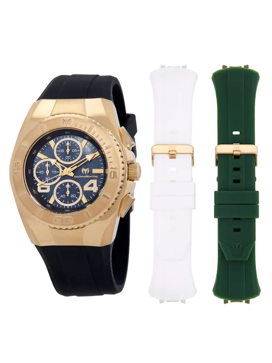 Мужские часы Technomarine Cruise с черным циферблатом TM-124030 — золотистый