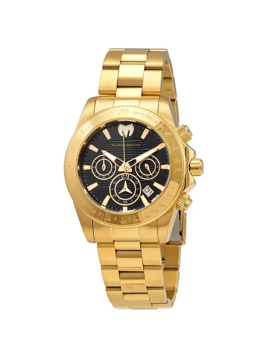 Мужские часы Technomarine Manta Ray Chronograph с черным циферблатом TM-219005 — изображение 1 из 3, оттенок золотистый