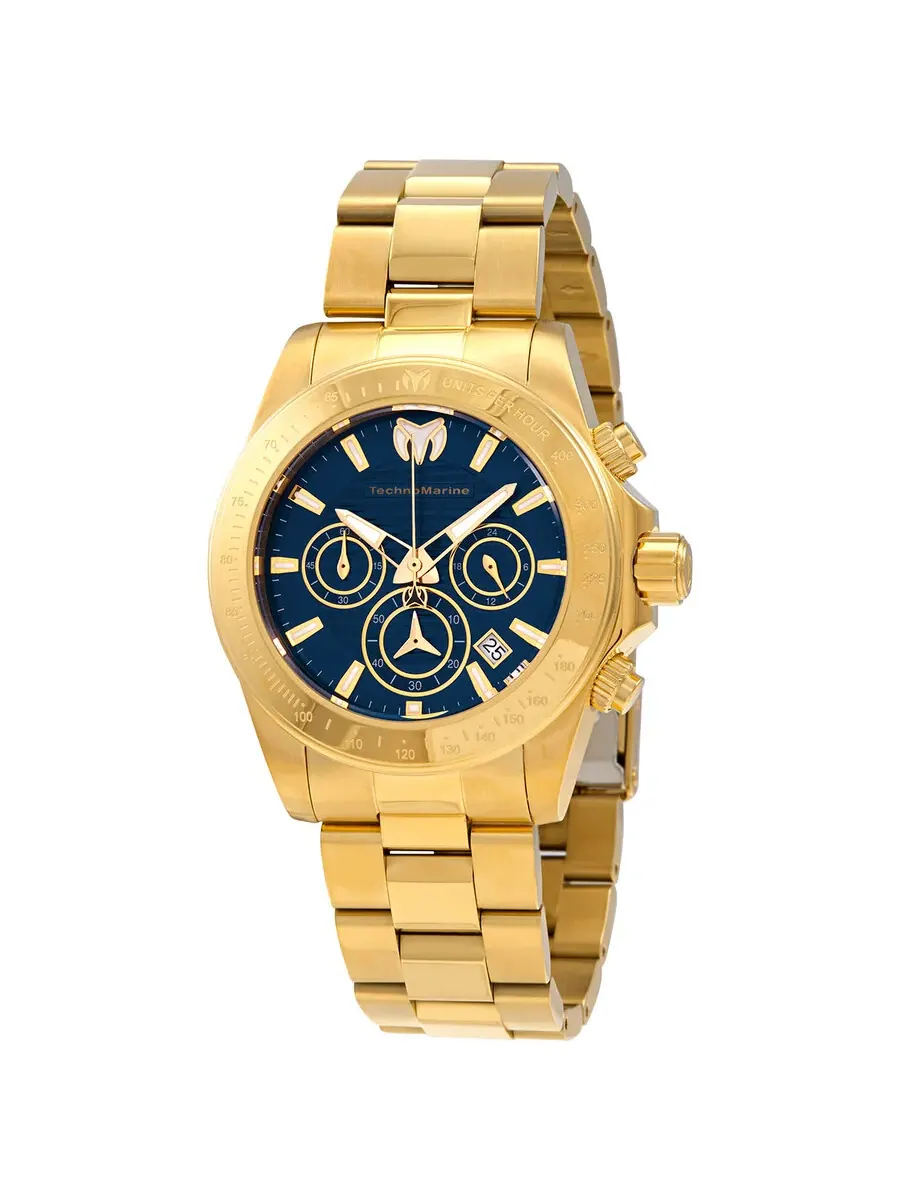 Мужские часы Technomarine Manta Ray Chronograph с синим циферблатом TM-219006 — изображение 1 из 2, оттенок золотистый