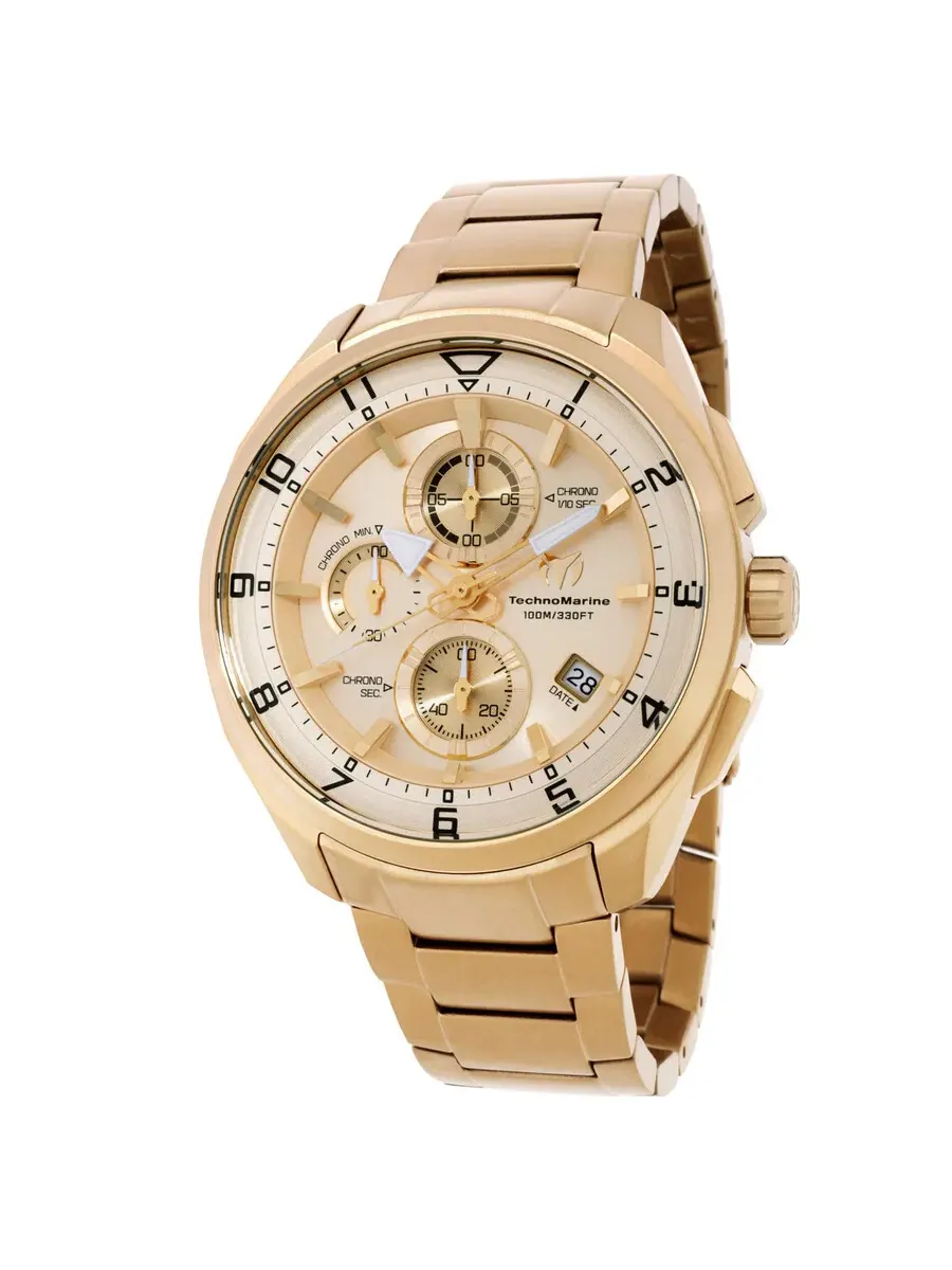 Мужские кварцевые часы Technomarine Ocean Chronograph с золотым циферблатом TM-318130 — изображение 1 из 3