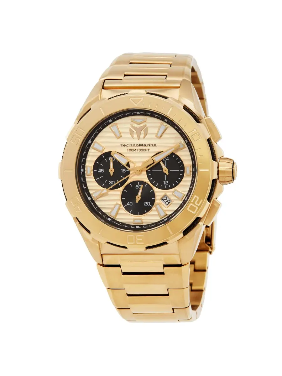 Мужские кварцевые часы TechnoMarine Seven Seas Chronograph GMT с золотым циферблатом TM-725032 — изображение 1 из 3