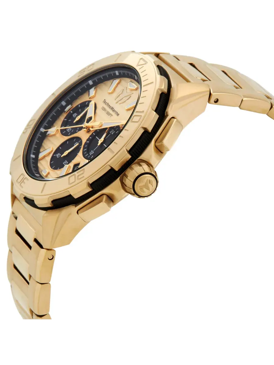 Мужские кварцевые часы TechnoMarine Seven Seas Chronograph GMT с золотым циферблатом TM-725032 — изображение 2 из 3