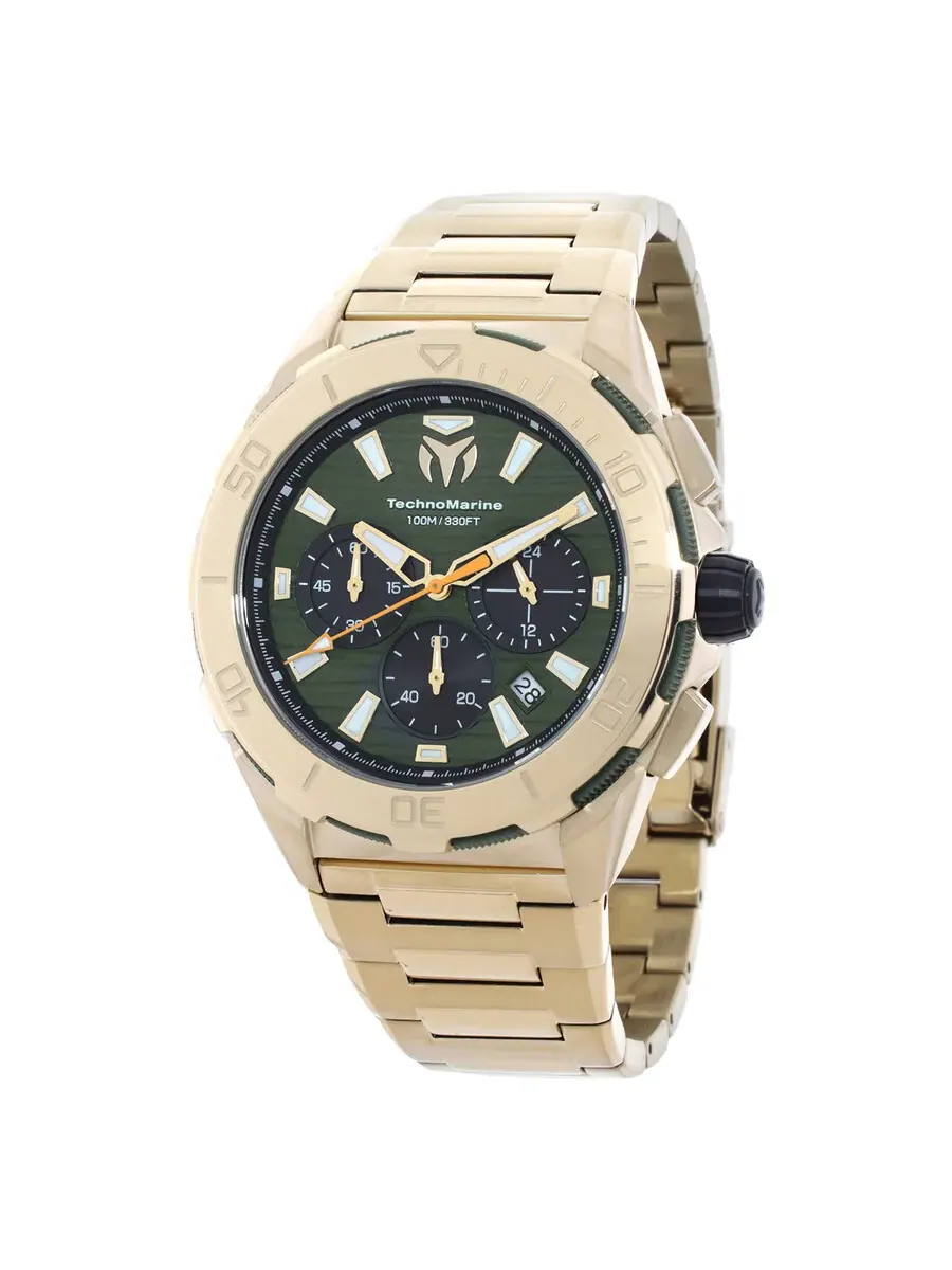Мужские часы TechnoMarine Seven Seas GMT Chronograph с оливково-зеленым и черным циферблатом — изображение 1 из 3
