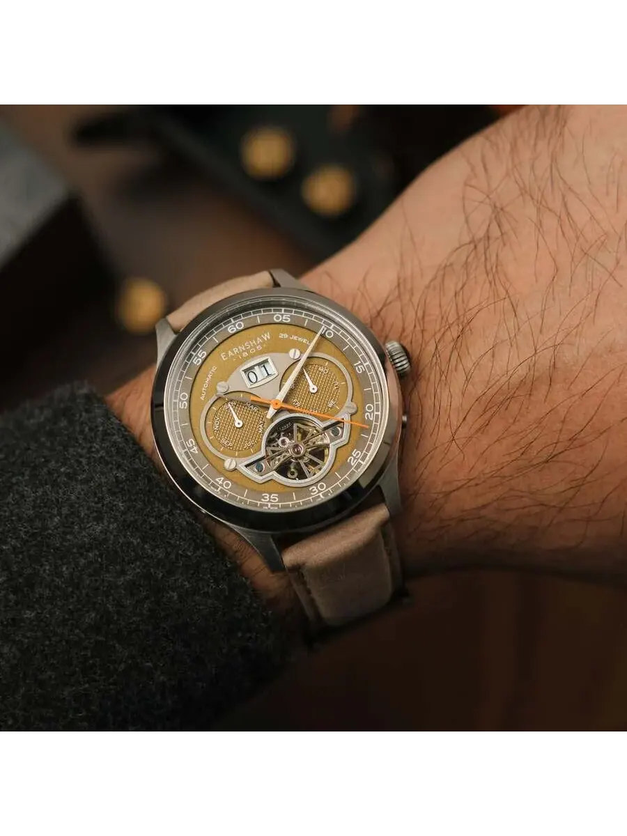 Мужские часы Thomas Earnshaw Baron Grand Date Calendar с открытым механизмом — изображение 2 из 3, оттенок серебристый