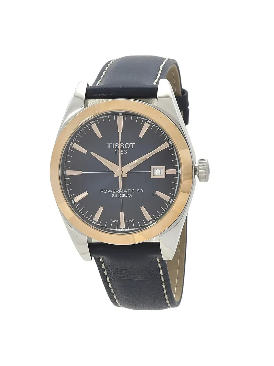 Мужские часы Tissot Gentleman Powermatic 80 Silicium с автоматическим хронометром — изображение 1 из 3, оттенок синий