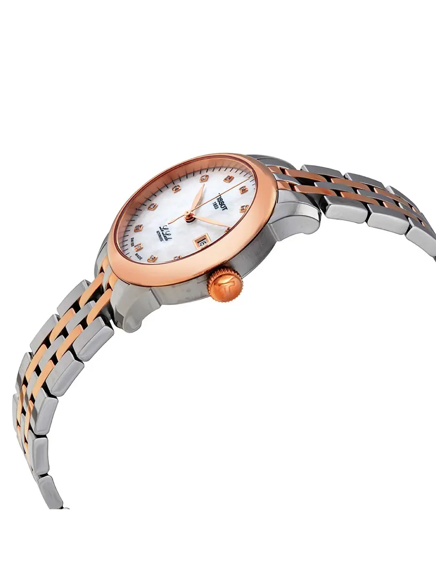 Женские часы Tissot Le Locle Automatic с бриллиантами T006.207.22.116.00 — изображение 2 из 3, оттенок розовый золотистый