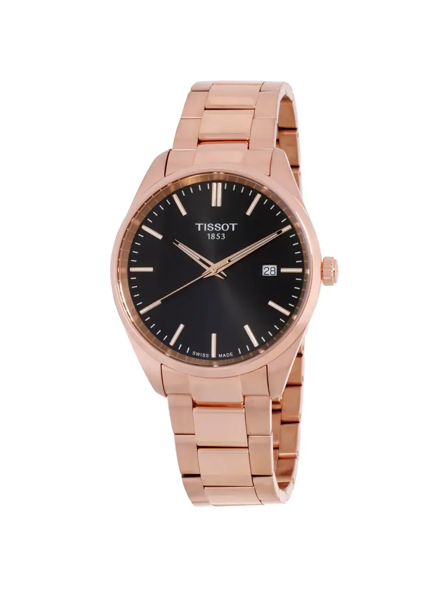Мужские часы Tissot PR 100 Quartz с черным циферблатом T1504103305100 — изображение 1 из 3, оттенок розовый золотистый