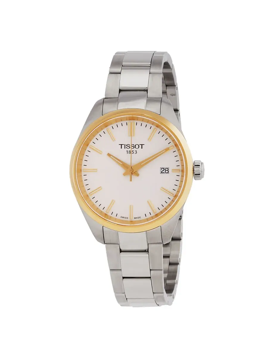 Женские часы Tissot PR 100 Quartz с серебристым циферблатом T1502102103100 — изображение 1 из 3, оттенок желтый золотистый