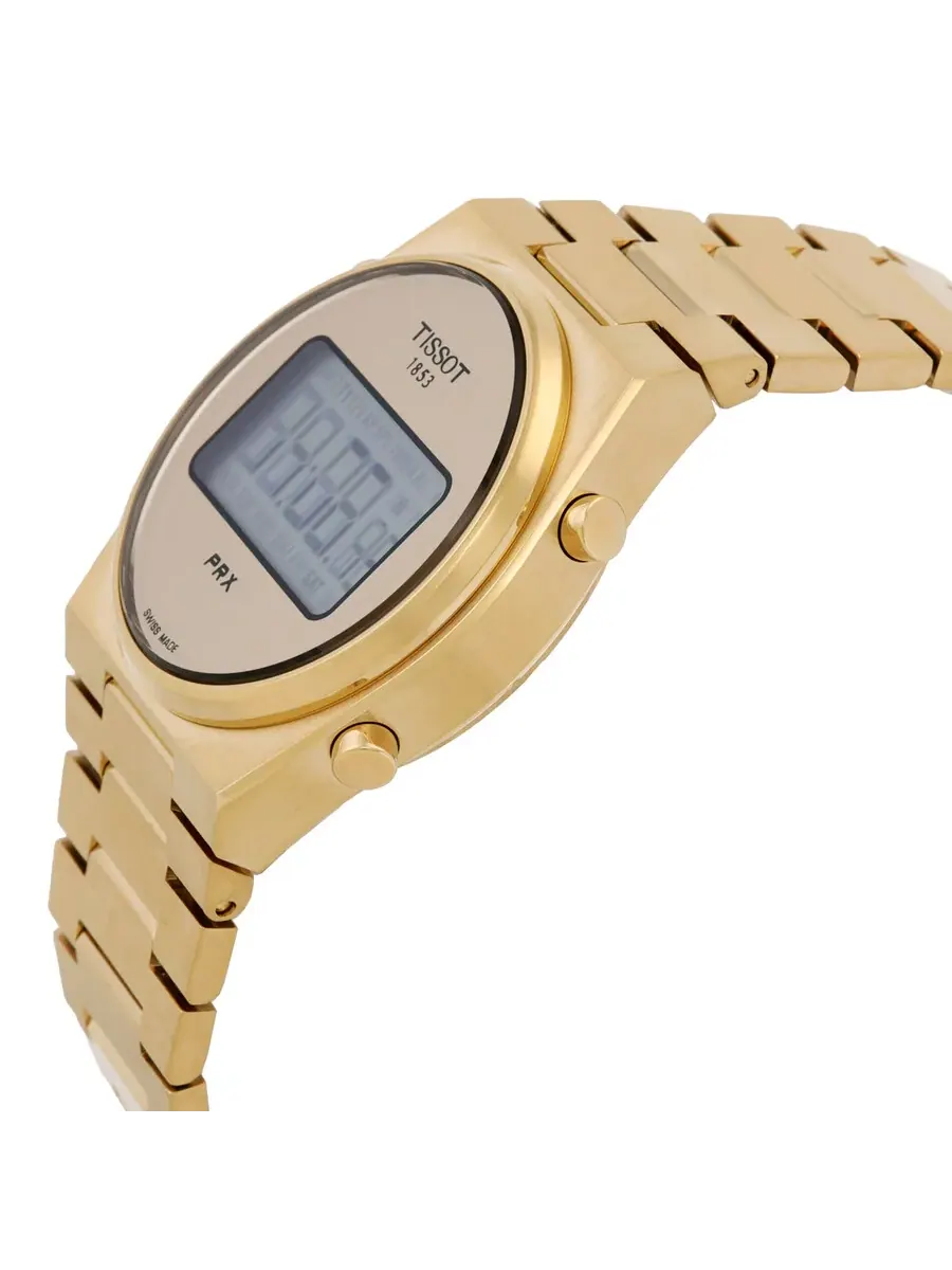 Мужские цифровые кварцевые часы Tissot PRX с золотым циферблатом, модель T1372633302000 — изображение 2 из 3