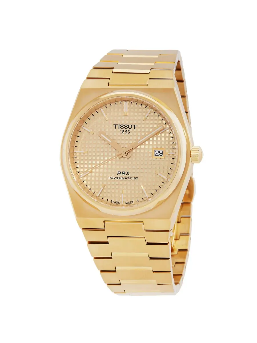 Мужские часы Tissot PRX Powermatic 80 с автоматическим механизмом и шампаневым циферблатом — изображение 1 из 3