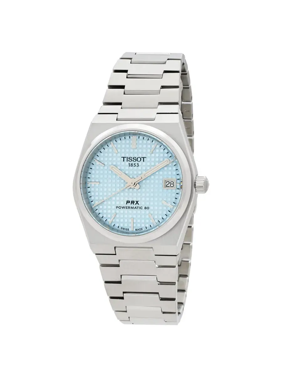 Женские часы Tissot PRX Powermatic 80 с автоматическим механизмом и циферблатом ледяного синего — изображение 1 из 3