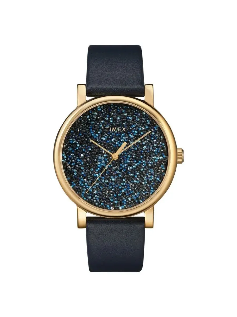 Женские часы Timex Opulence Quartz с синим циферблатом TW2R98100 — изображение 1 из 1, оттенок желтый золотистый