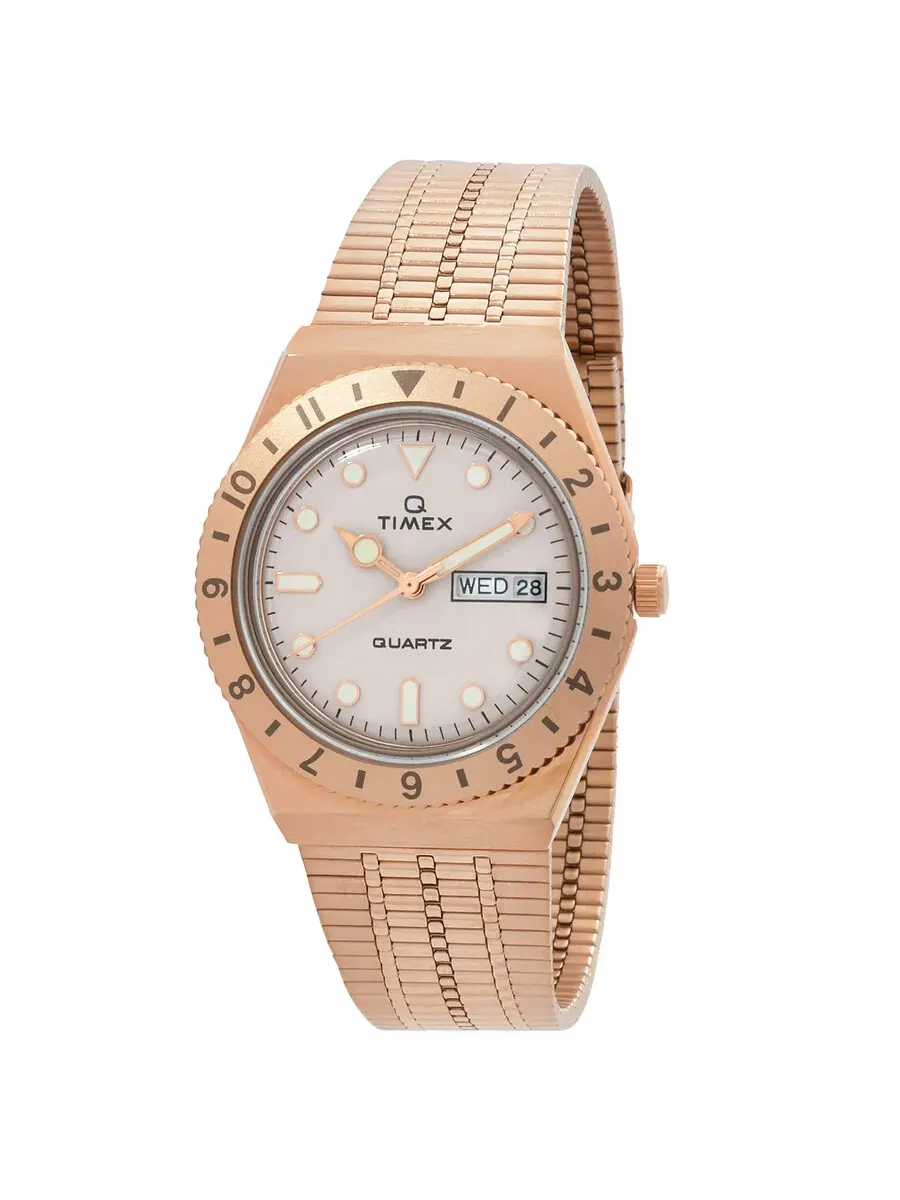 Женские кварцевые часы Timex Q с кремовым циферблатом TW2U95700VQ — изображение 1 из 3, оттенок розовый золотистый