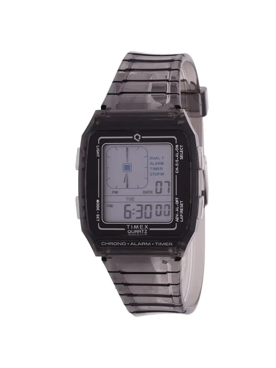 Часы Timex Q Timex LCA с кварцевым цифровым будильником унисекс TW2W45000VQ — серый