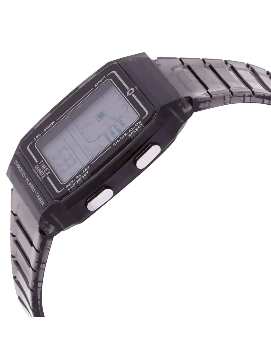 Часы Timex Q Timex LCA с кварцевым цифровым будильником унисекс TW2W45000VQ — изображение 2 из 3, оттенок прозрачный серый