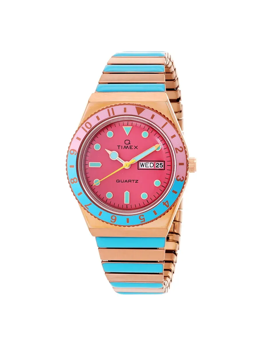 Женские часы Timex Q Timex Malibu Quartz с розовым циферблатом TW2U81500 — изображение 1 из 3, оттенок розовый синий