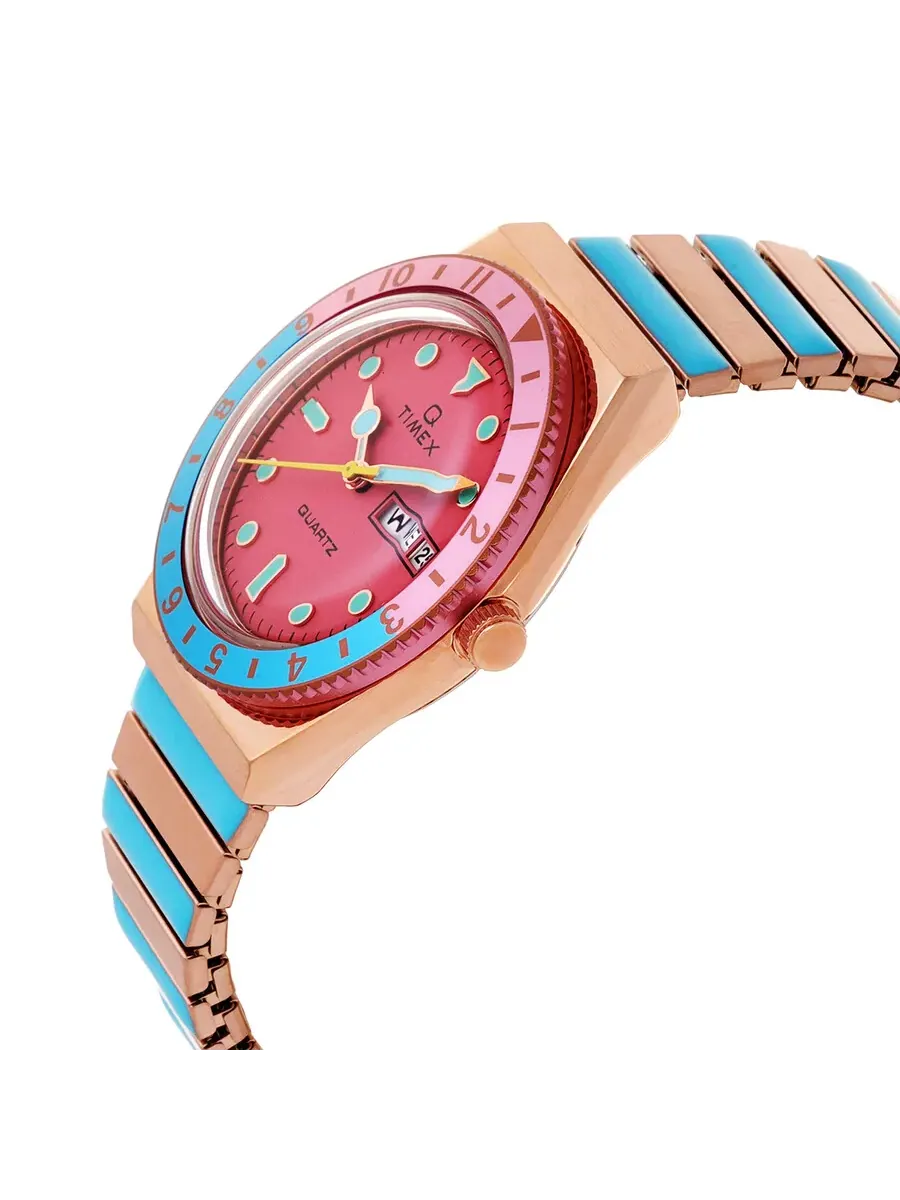 Женские часы Timex Q Timex Malibu Quartz с розовым циферблатом TW2U81500 — изображение 2 из 3, оттенок розовый синий