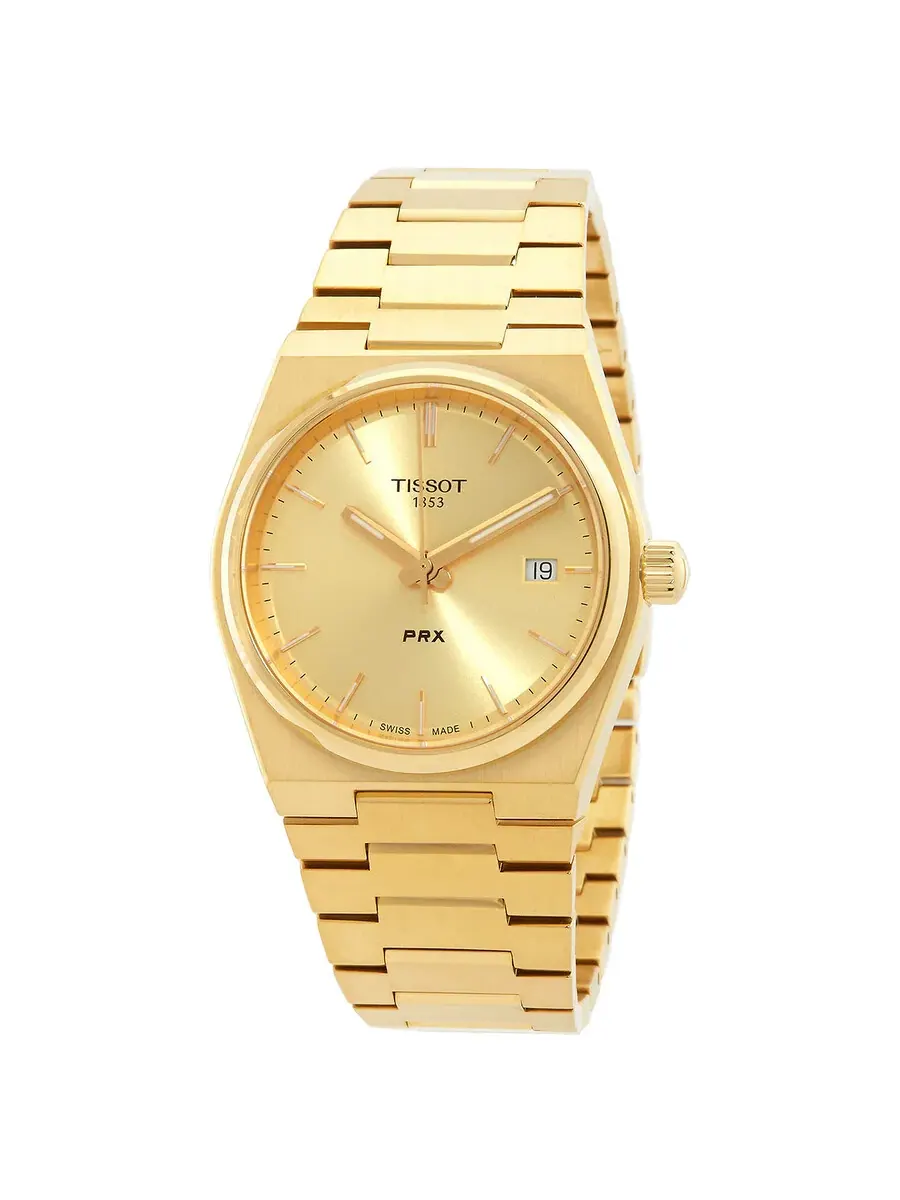Часы Tissot PRX Quartz Champagne Dial Unisex Watch T1372103302100 — изображение 1 из 3, оттенок желтый золотистый