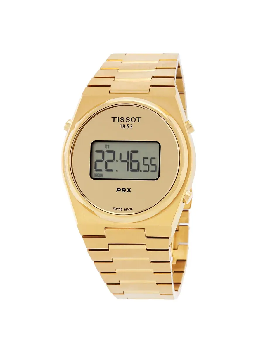 Часы Tissot Prx Quartz Digital Gold Dial Unisex Watch T1374633302000 — изображение 1 из 3, оттенок желтый золотистый