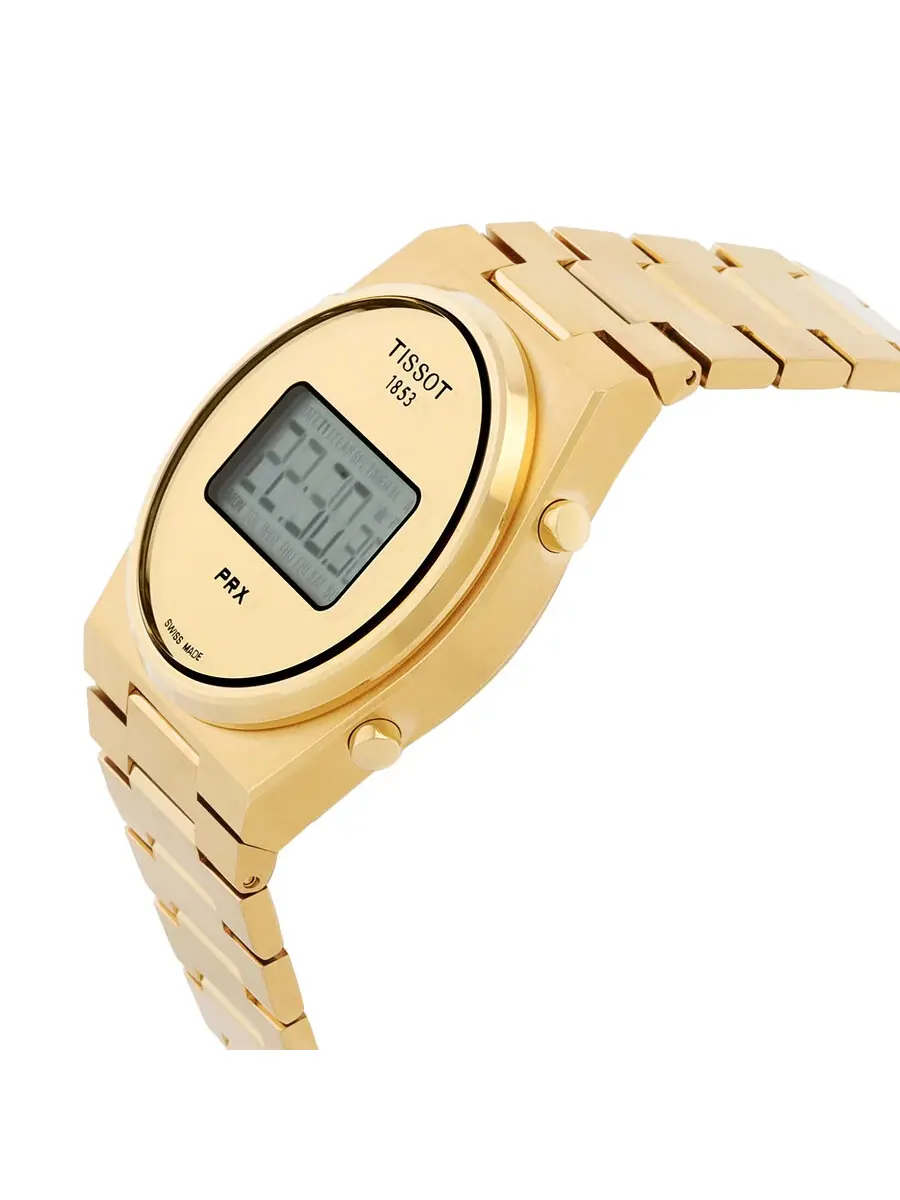 Часы Tissot Prx Quartz Digital Gold Dial Unisex Watch T1374633302000 — изображение 2 из 3, оттенок желтый золотистый