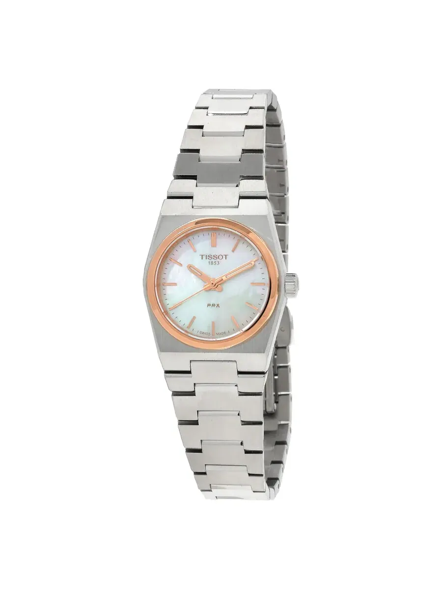 Женские кварцевые часы Tissot PRX с белым перламутровым циферблатом, модель T1370102111100 — изображение 1 из 3