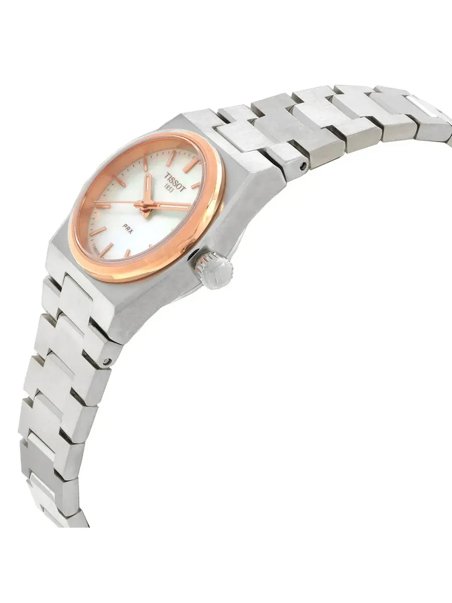 Женские кварцевые часы Tissot PRX с белым перламутровым циферблатом, модель T1370102111100 — изображение 2 из 3