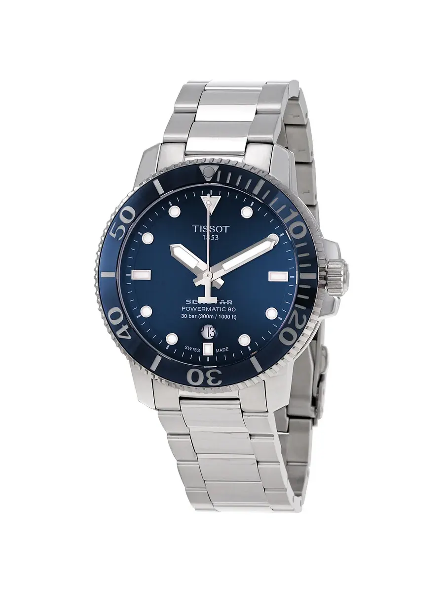 Мужские часы Tissot SEASTAR 1000 POWERMATIC 80 с автоматическим механизмом — изображение 1 из 3, оттенок серебристый