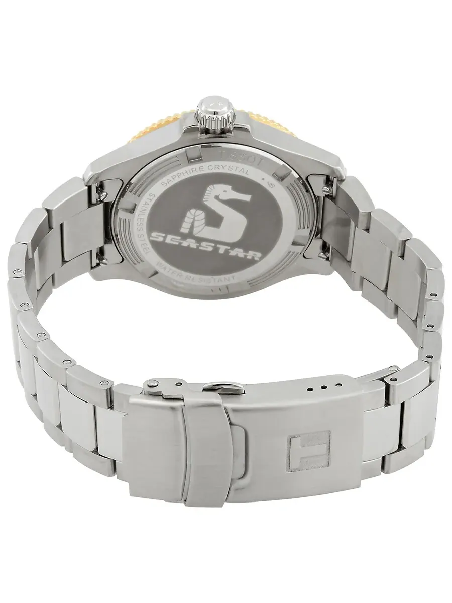 Часы Tissot Seastar 1000 Quartz с черным циферблатом унисекс T1202102105100 — изображение 3 из 3, оттенок желтый золотистый