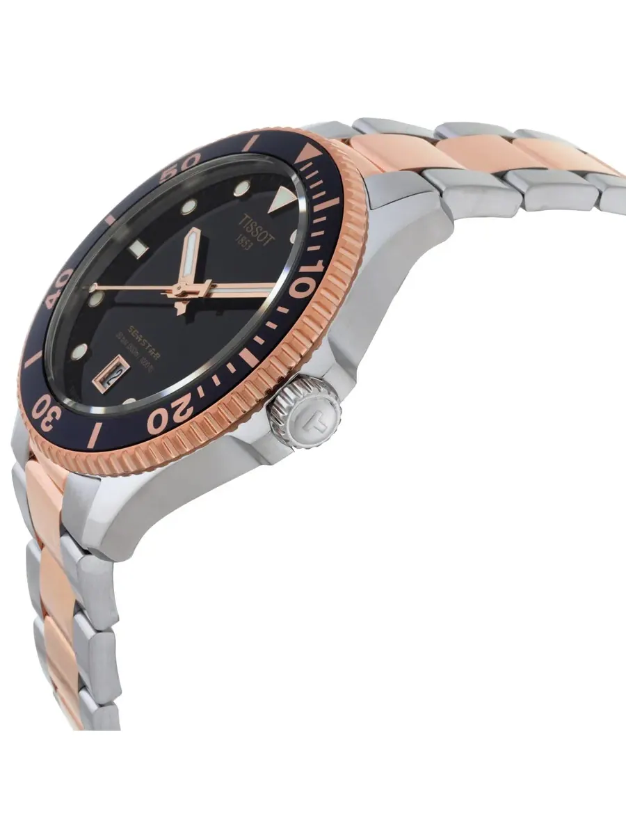 Мужские часы Tissot Seastar Quartz с черным циферблатом T1204102205101 — изображение 2 из 3, оттенок розовый золотистый